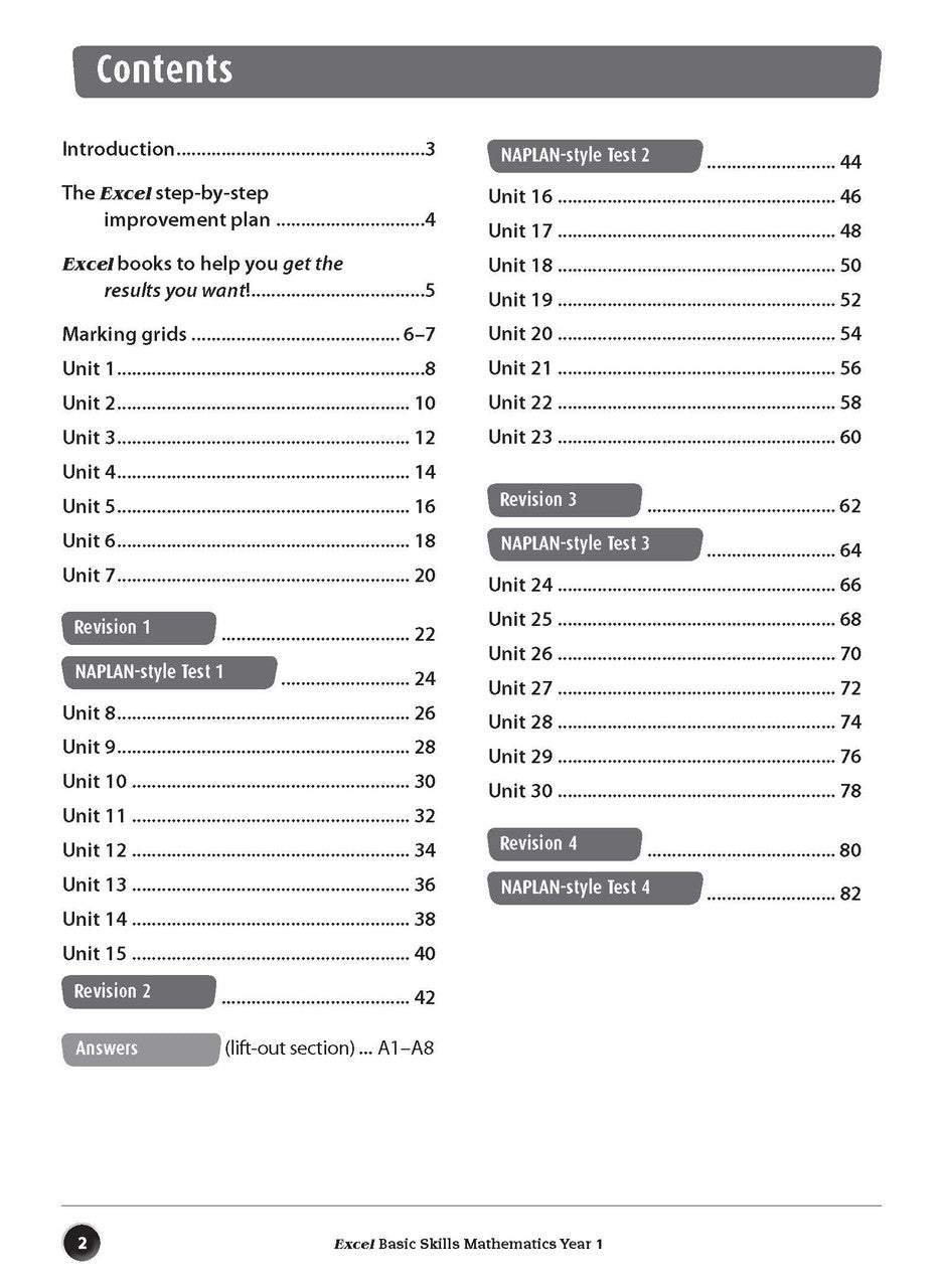 Sample inside page preview from the Excel Basic Skills Mathematics Year 1 workbook as shown in the publisher gallery