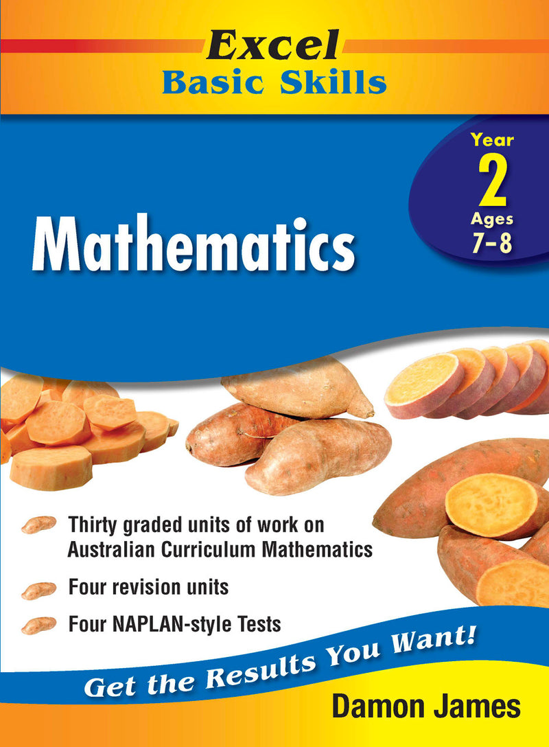 Front cover of the Excel Basic Skills Mathematics Year 2 workbook by Pascal Press, the main image in the publisher gallery