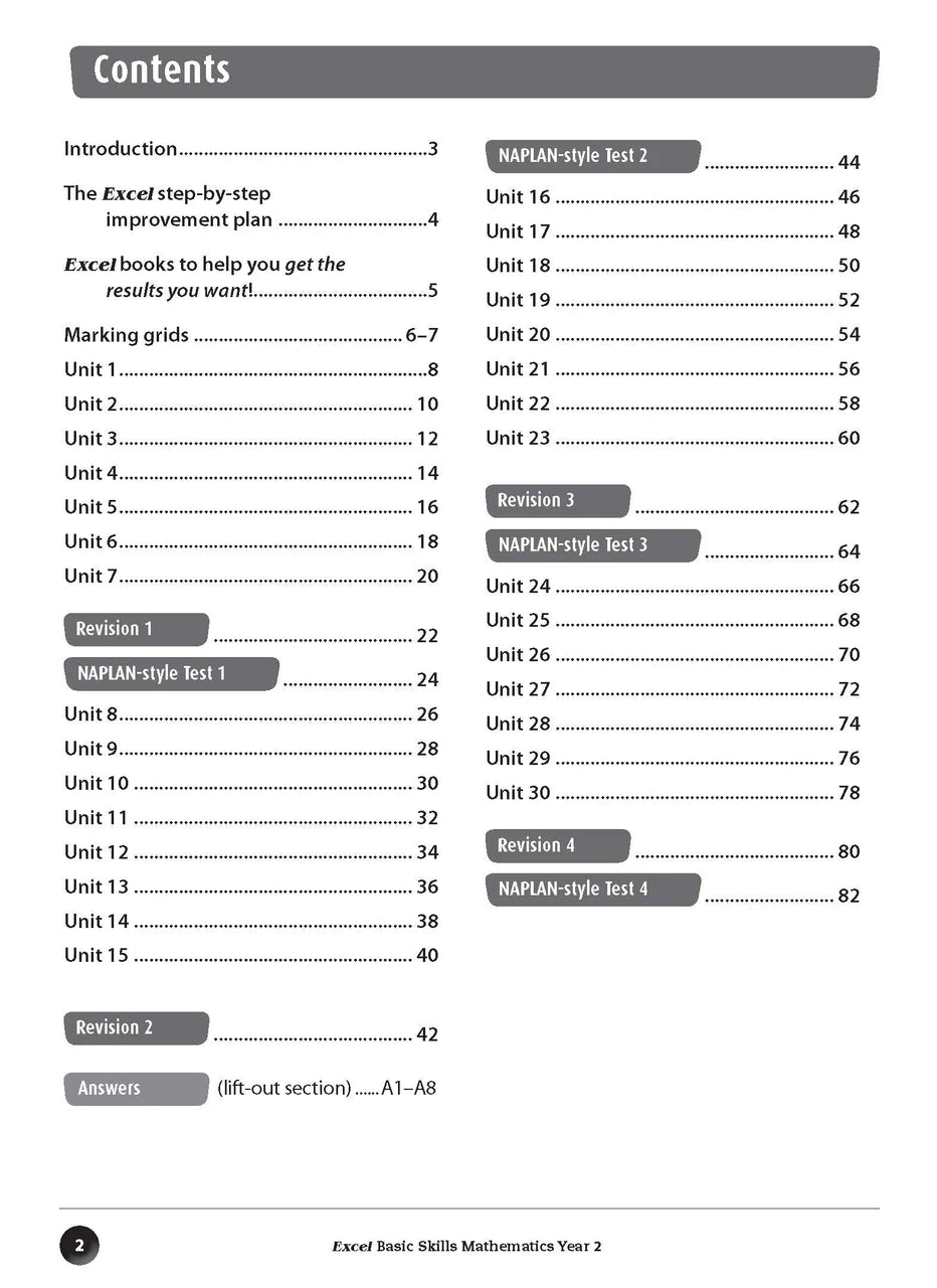 Sample inside page preview from the Excel Basic Skills Mathematics Year 2 workbook as shown in the publisher gallery