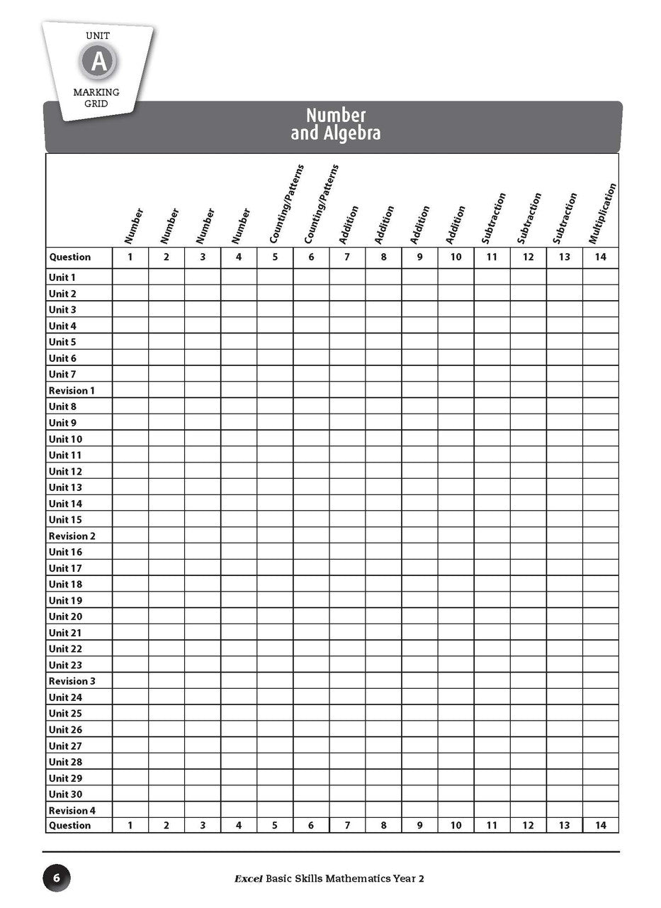 Sample inside page preview from the Excel Basic Skills Mathematics Year 2 workbook as shown in the publisher gallery