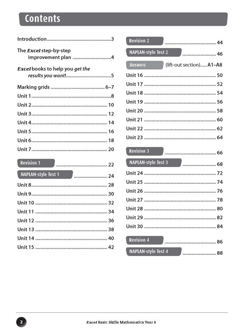 Sample inside page preview from the Excel Basic Skills Mathematics Year 5 workbook as shown in the publisher gallery