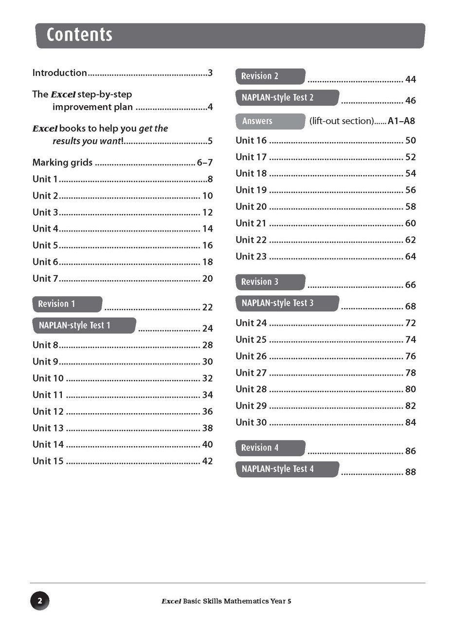 Sample inside page preview from the Excel Basic Skills Mathematics Year 5 workbook as shown in the publisher gallery