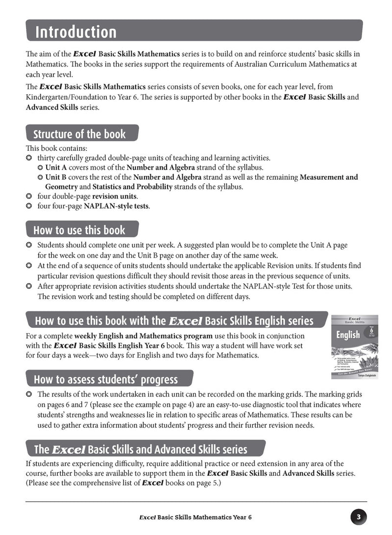 Sample inside page preview from the Excel Basic Skills Mathematics Year 6 workbook as shown in the publisher gallery