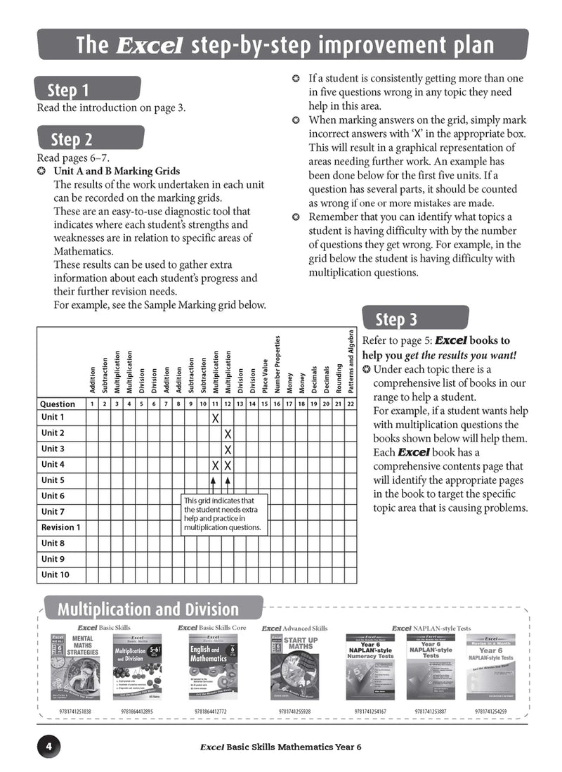 Sample inside page preview from the Excel Basic Skills Mathematics Year 6 workbook as shown in the publisher gallery