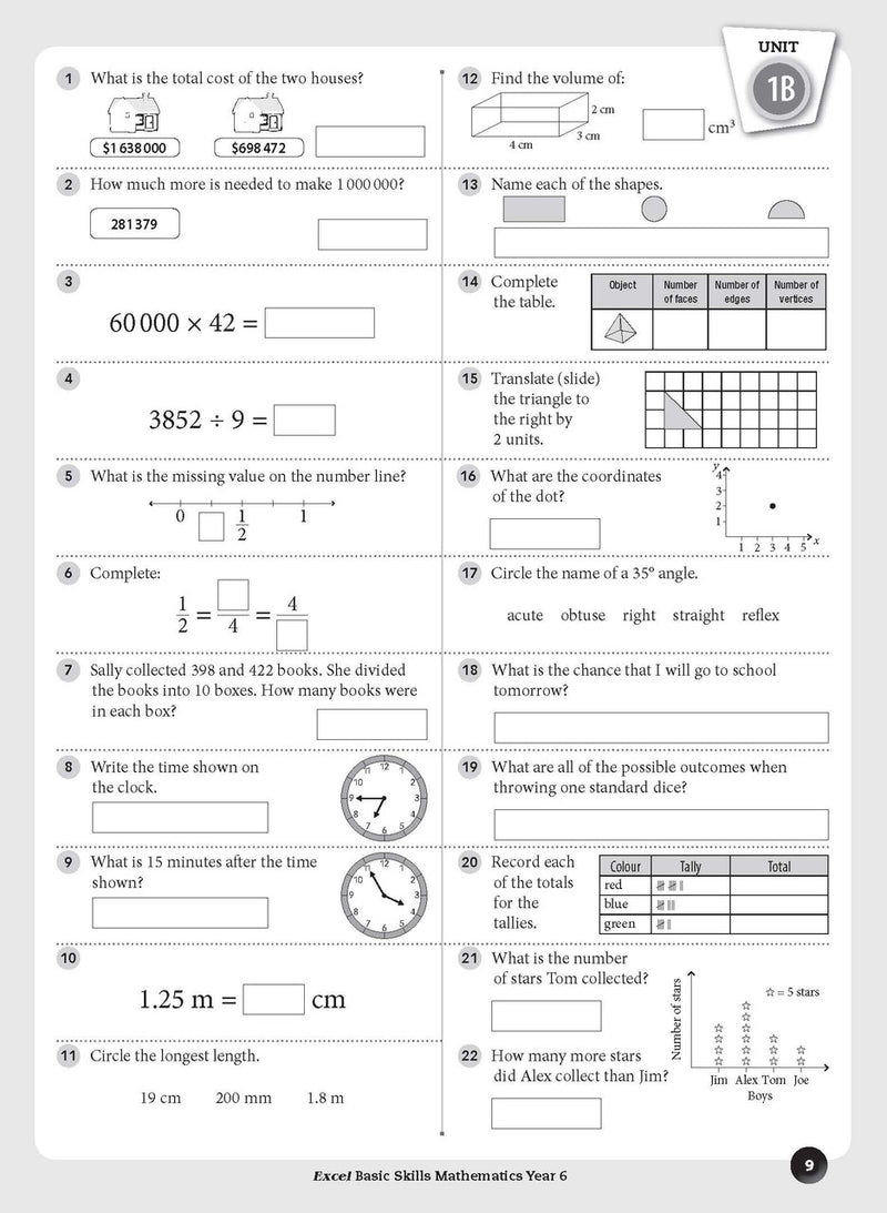 Sample inside page preview from the Excel Basic Skills Mathematics Year 6 workbook as shown in the publisher gallery