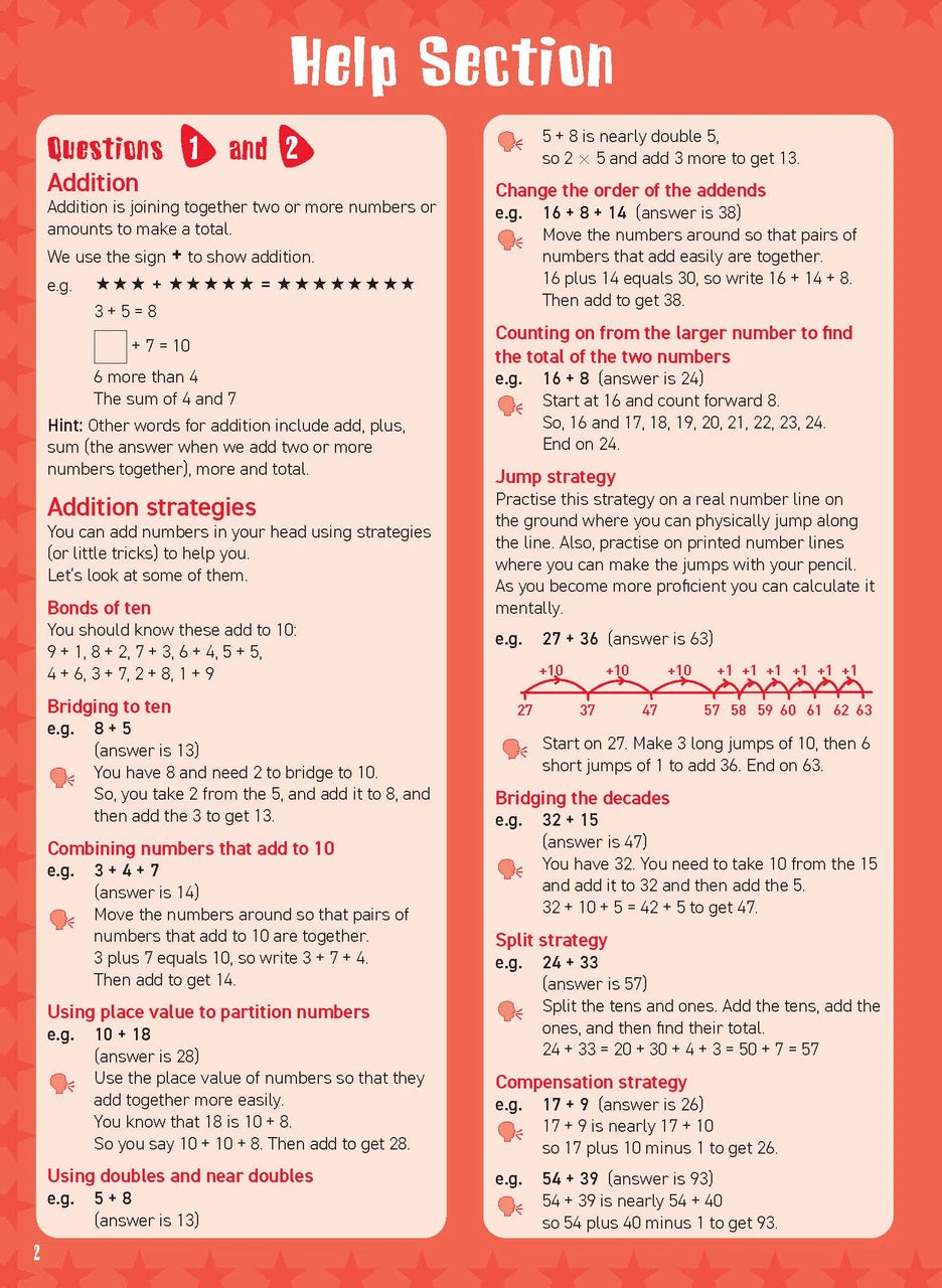 Inside page sample from Excel Basic Skills Mental Maths Strategies Year 3 giving a look at the practice questions and page design