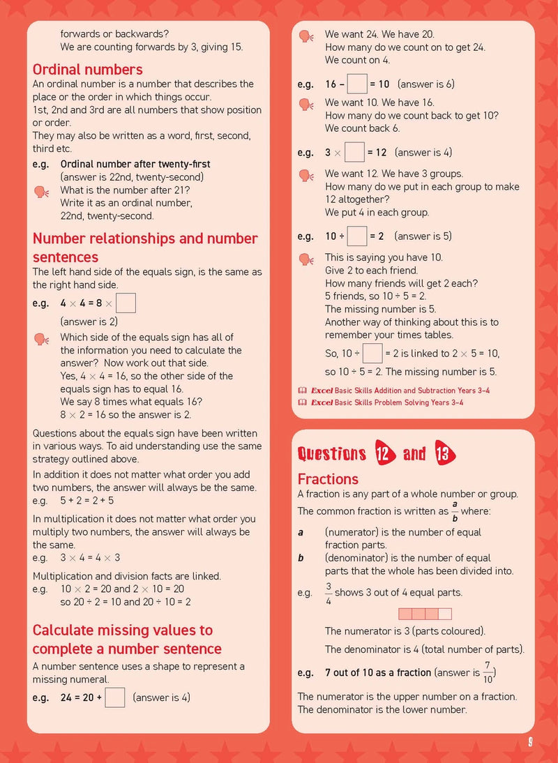 Inside page sample from Excel Basic Skills Mental Maths Strategies Year 3 giving a look at the practice questions and page design
