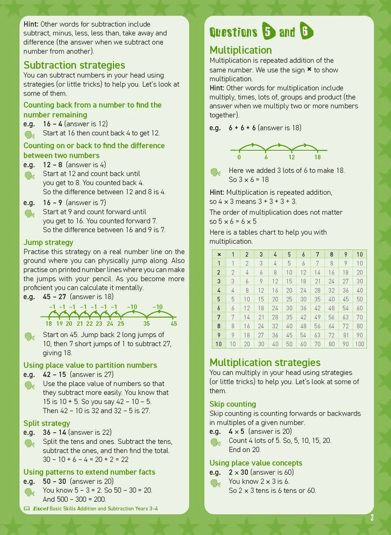 Inside page sample from Excel Basic Skills Mental Maths Strategies Year 4 giving a look at the practice questions and page design