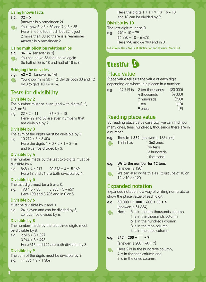Sample inside page from Excel Basic Skills Mental Maths Strategies Year 4, previewing the workbook's layout and question style