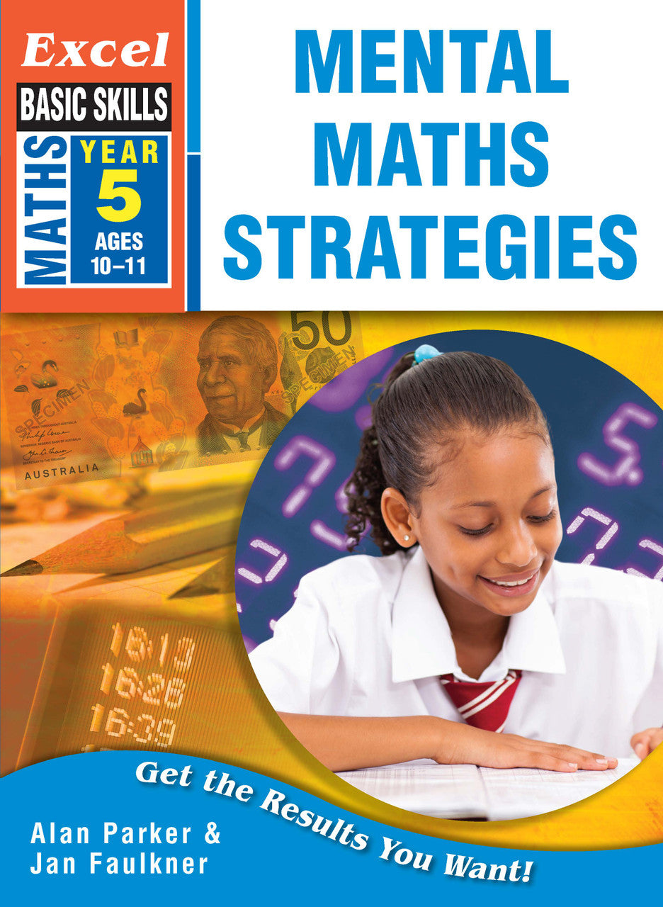 Front cover of Excel Basic Skills Mental Maths Strategies Year 5 from Pascal Press, showing the Excel Basic Skills series branding and title