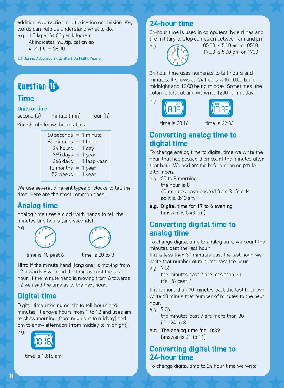 Inside page sample from Excel Basic Skills Mental Maths Strategies Year 5 giving a look at the practice questions and page design