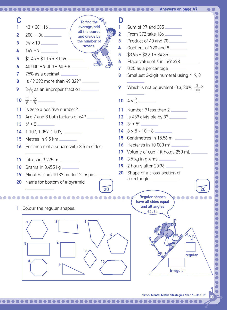 Sample inside page from Excel Basic Skills Mental Maths Strategies Year 6, previewing the workbook's layout and question style