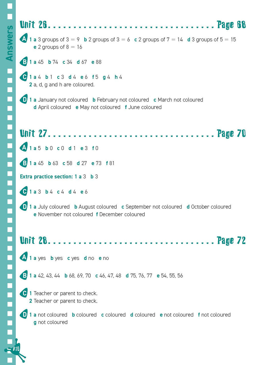 Preview of an inside spread from Excel Basic Skills Mental Maths Strategies Year 1, showing how the exercises are set out on the page
