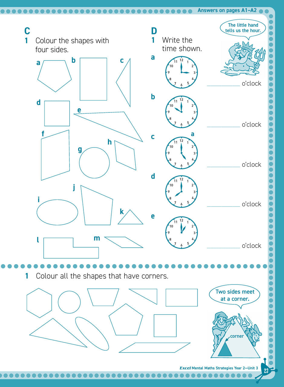 Sample inside page from Excel Basic Skills Mental Maths Strategies Year 2, previewing the workbook's layout and question style
