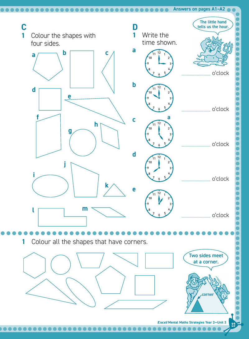 Sample inside page from Excel Basic Skills Mental Maths Strategies Year 2, previewing the workbook's layout and question style