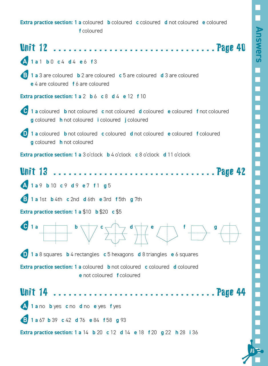 Inside page sample from Excel Basic Skills Mental Maths Strategies Year 2 giving a look at the practice questions and page design