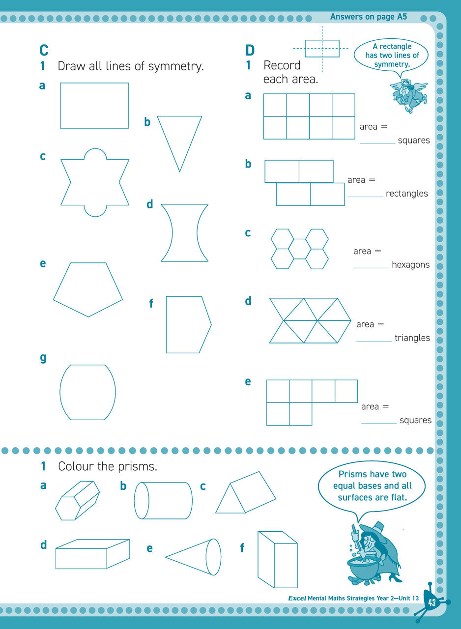 Preview of an inside spread from Excel Basic Skills Mental Maths Strategies Year 2, showing how the exercises are set out on the page