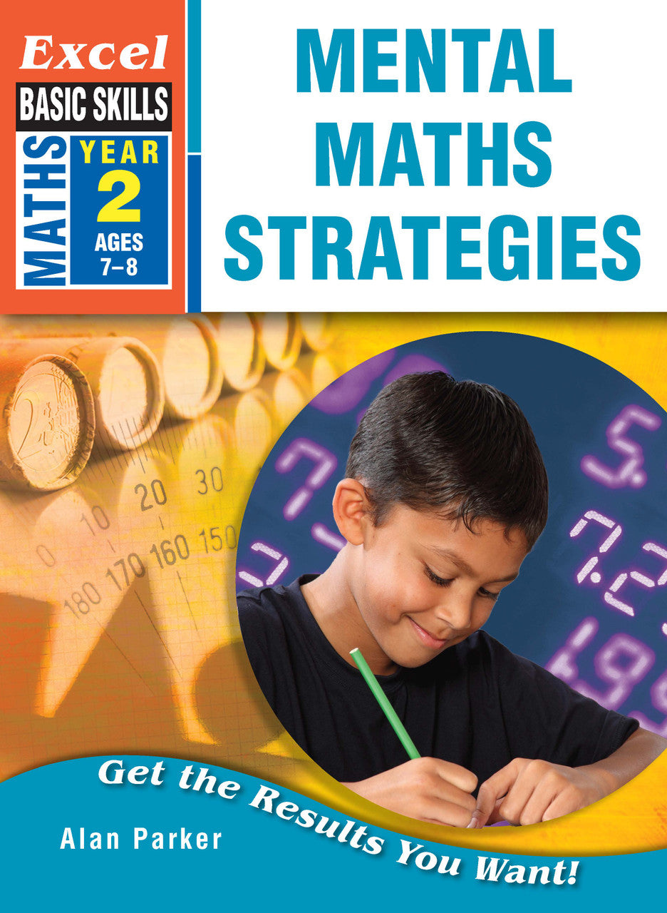Front cover of Excel Basic Skills Mental Maths Strategies Year 2 from Pascal Press, showing the Excel Basic Skills series branding and title