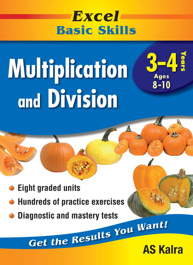 Front cover of Excel Basic Skills Multiplication and Division Years 3-4 from Pascal Press, showing the Excel Basic Skills series branding and title