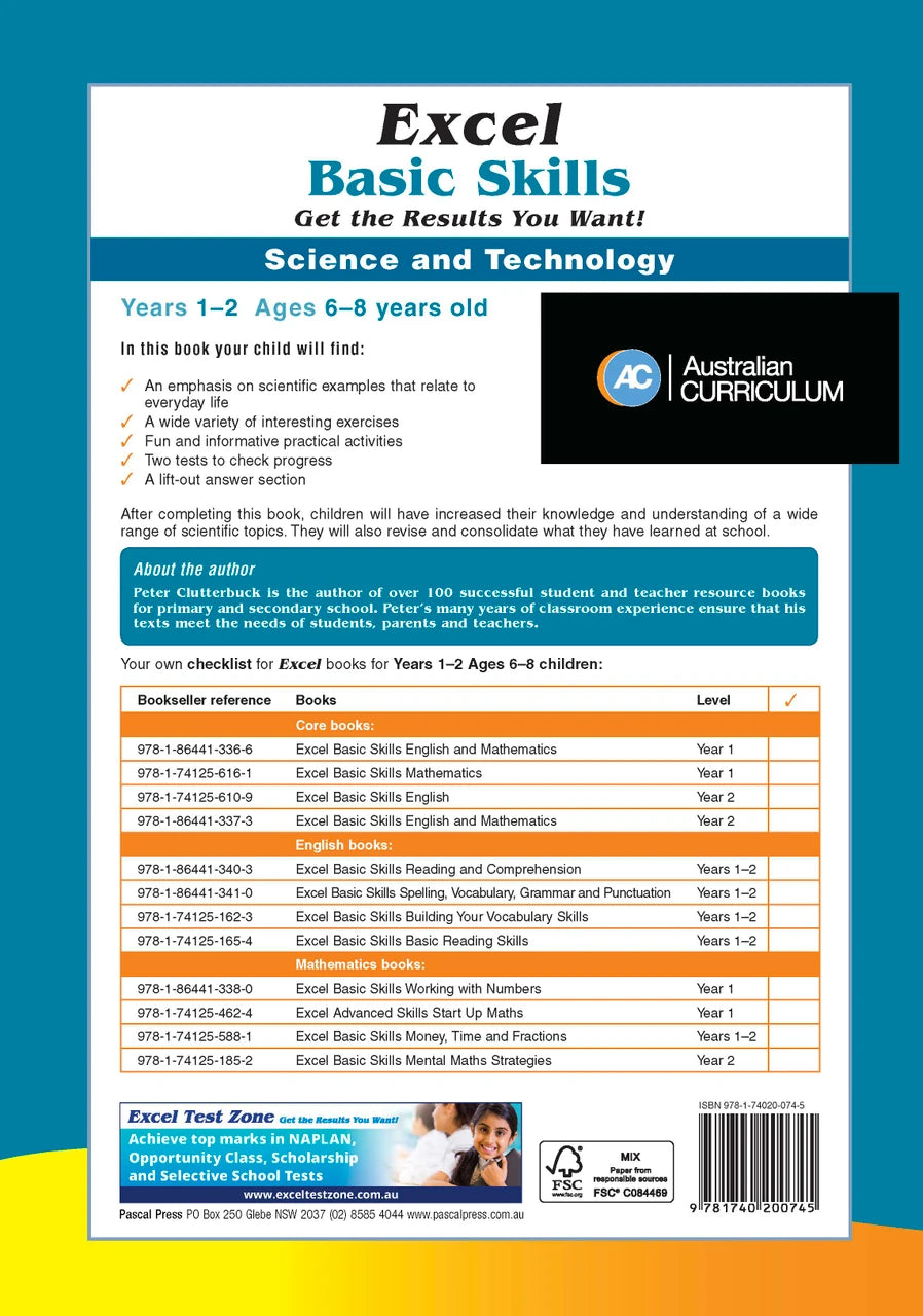 Additional page image from the Excel Basic Skills Science and Technology Years 1-2 workbook, shown at the end of the publisher gallery