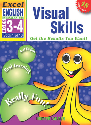 Front cover of the Excel Early Skills English Book 1 Visual Skills activity book by Hunter Calder from Pascal Press