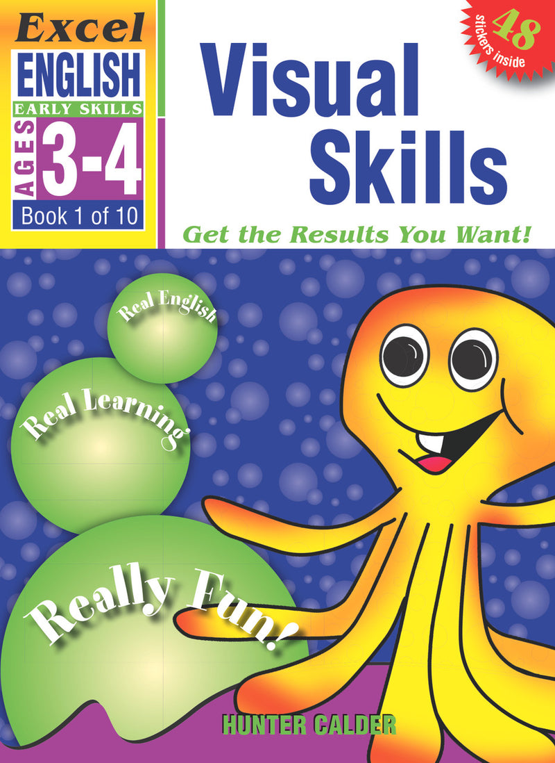 Front cover of the Excel Early Skills English Book 1 Visual Skills activity book by Hunter Calder from Pascal Press