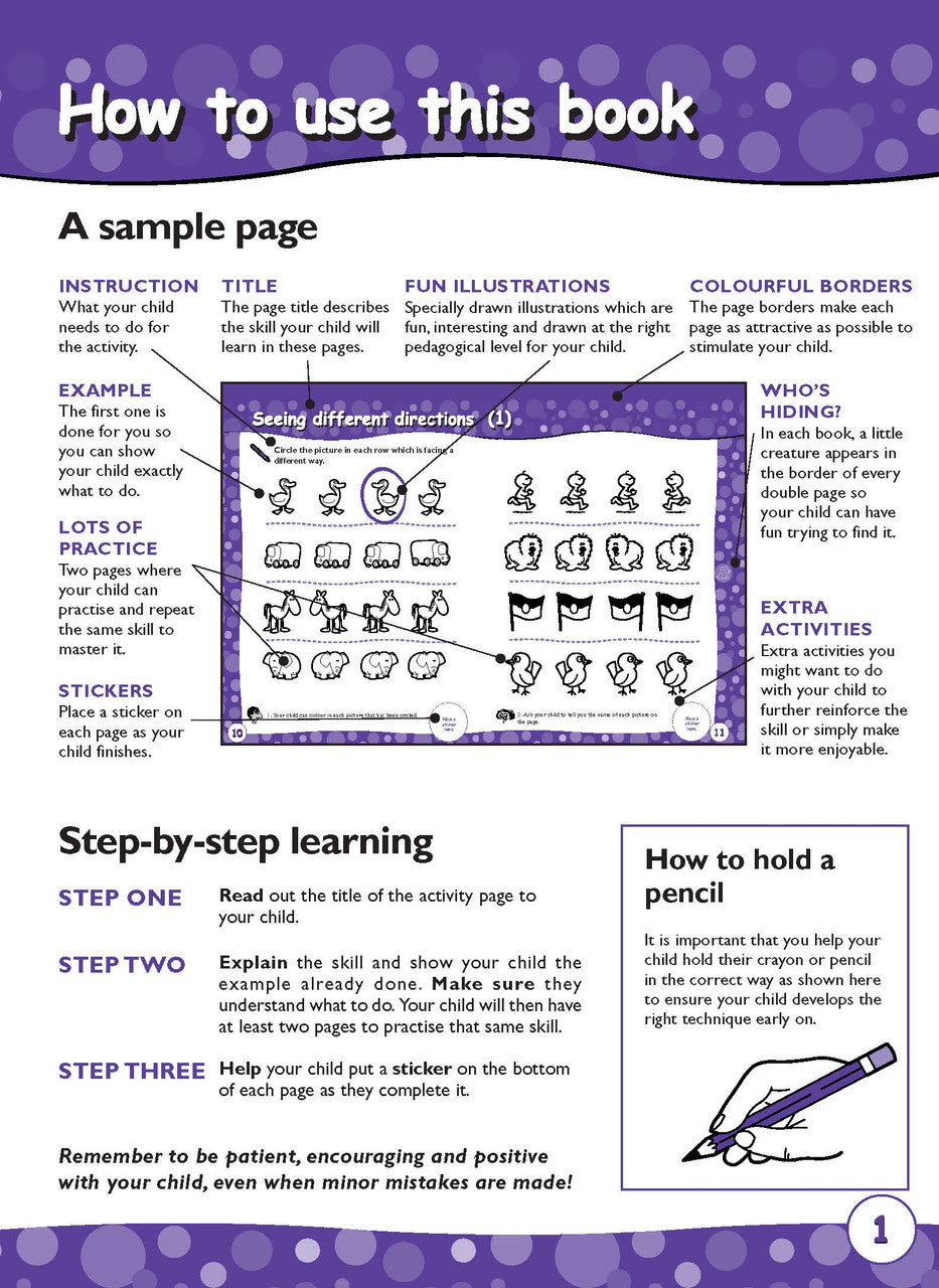 Preview page 1 from the Excel Early Skills English Book 1 Visual Skills activity book as shown in the publisher gallery
