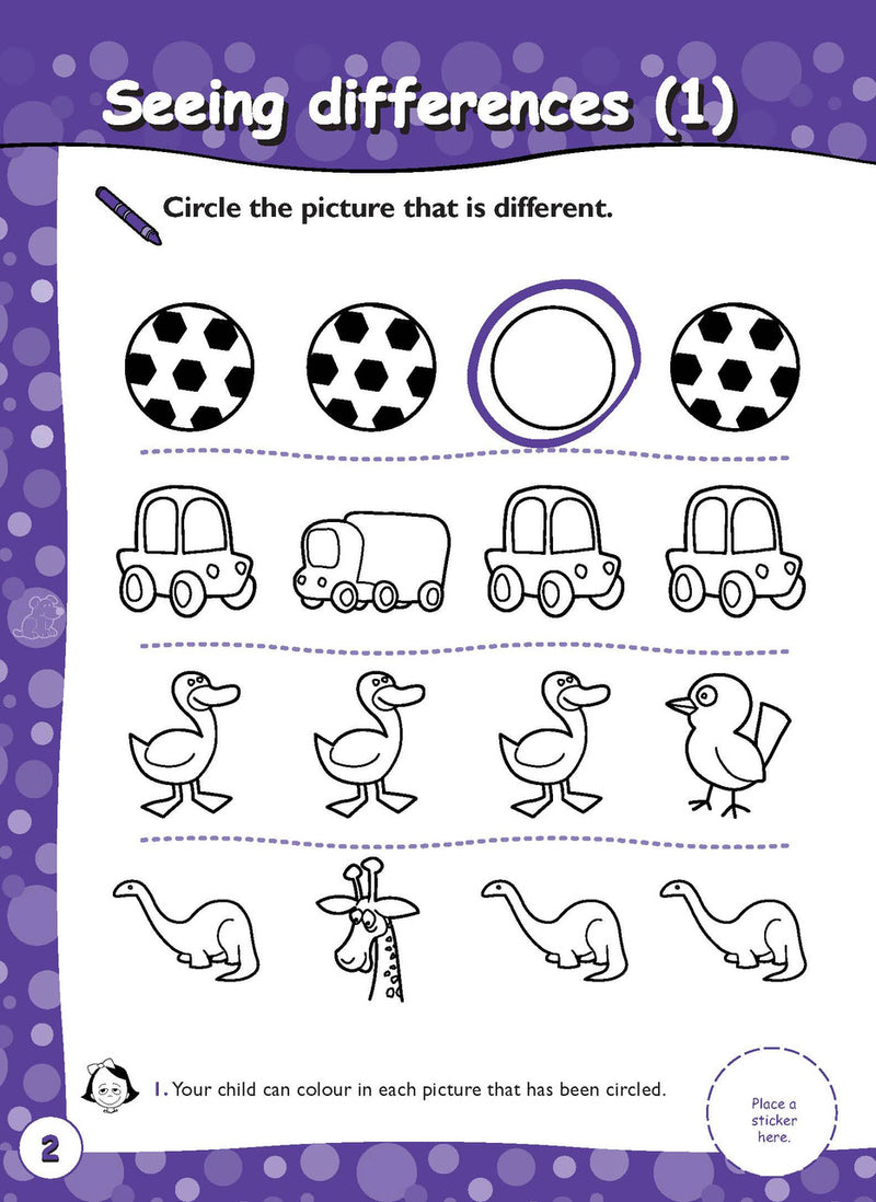 Preview page 2 from the Excel Early Skills English Book 1 Visual Skills activity book as shown in the publisher gallery