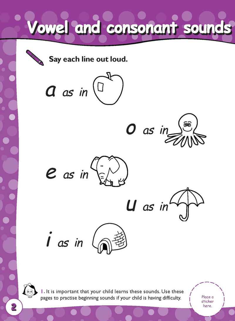 Preview page 3 from the Excel Early Skills English Book 3 Beginning Consonant Sounds activity book as shown in the publisher gallery