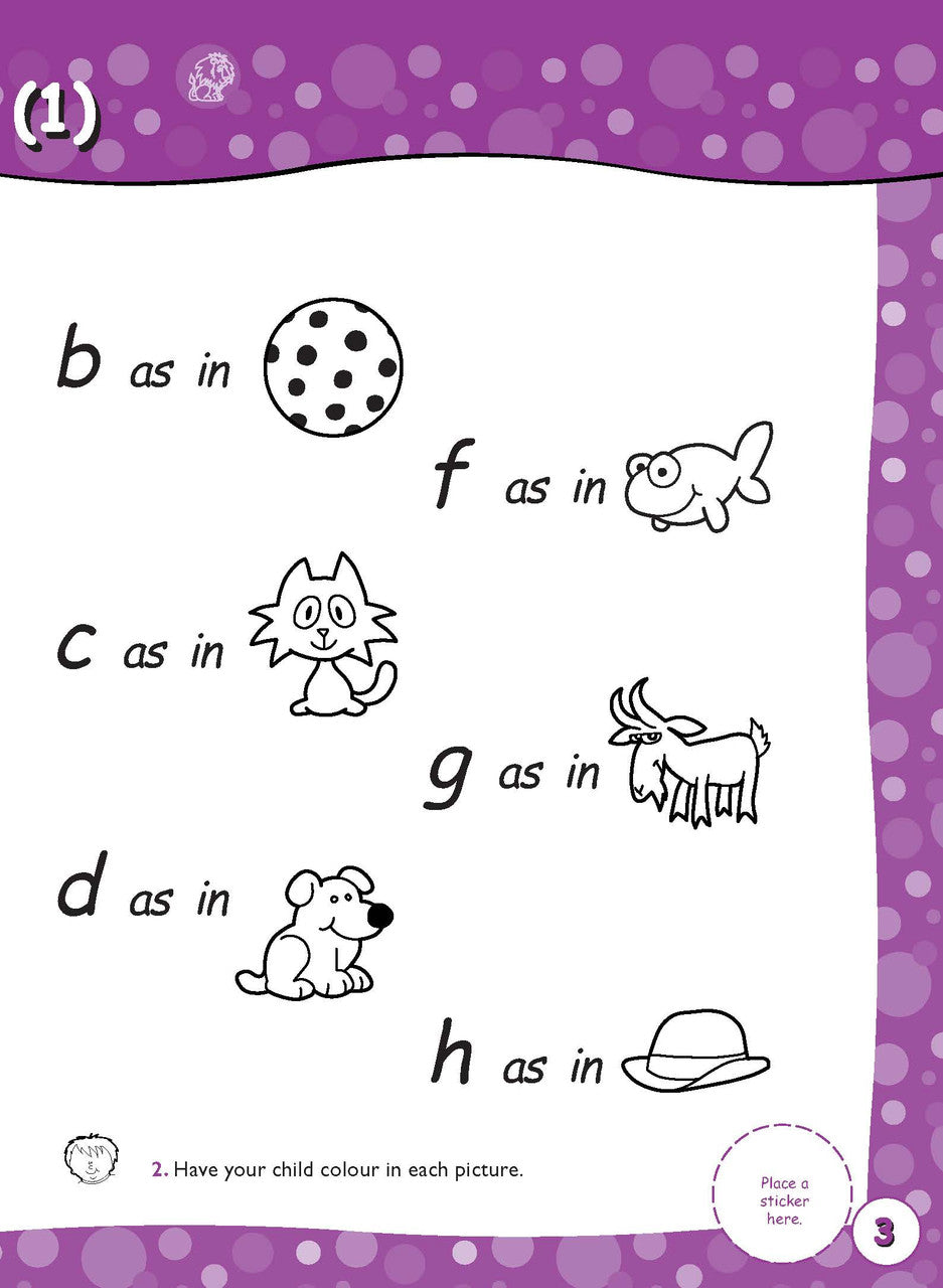 Preview page 4 from the Excel Early Skills English Book 3 Beginning Consonant Sounds activity book as shown in the publisher gallery