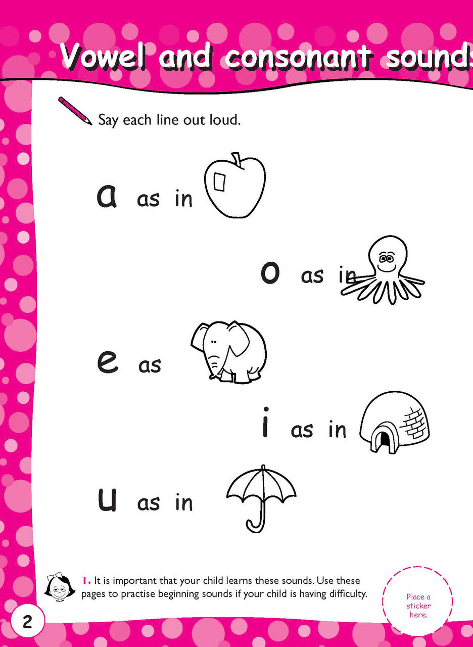 Preview page 3 from the Excel Early Skills English Book 5 Vowel Sounds activity book as shown in the publisher gallery
