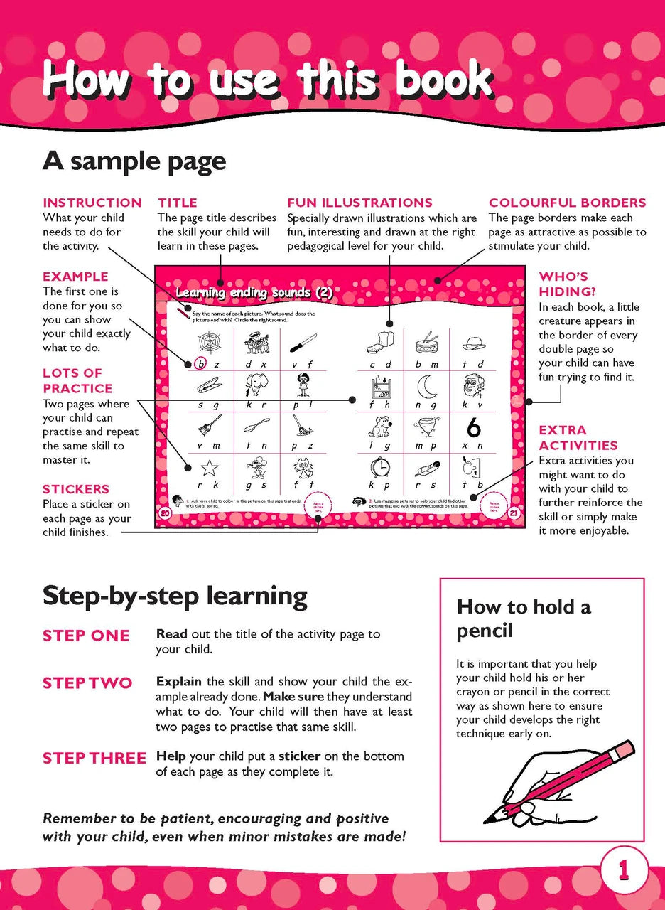 Preview page 2 from the Excel Early Skills English Book 6 Beginning, Ending and Vowel Sounds activity book as shown in the publisher gallery
