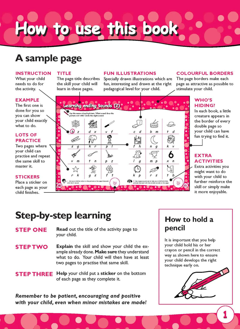 Preview page 2 from the Excel Early Skills English Book 6 Beginning, Ending and Vowel Sounds activity book as shown in the publisher gallery