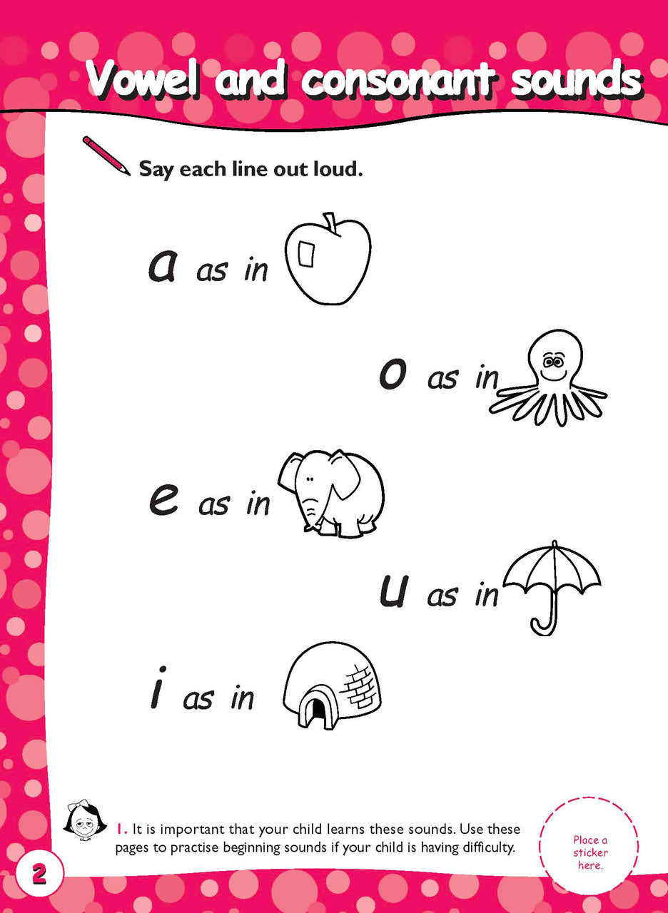 Preview page 3 from the Excel Early Skills English Book 6 Beginning, Ending and Vowel Sounds activity book as shown in the publisher gallery