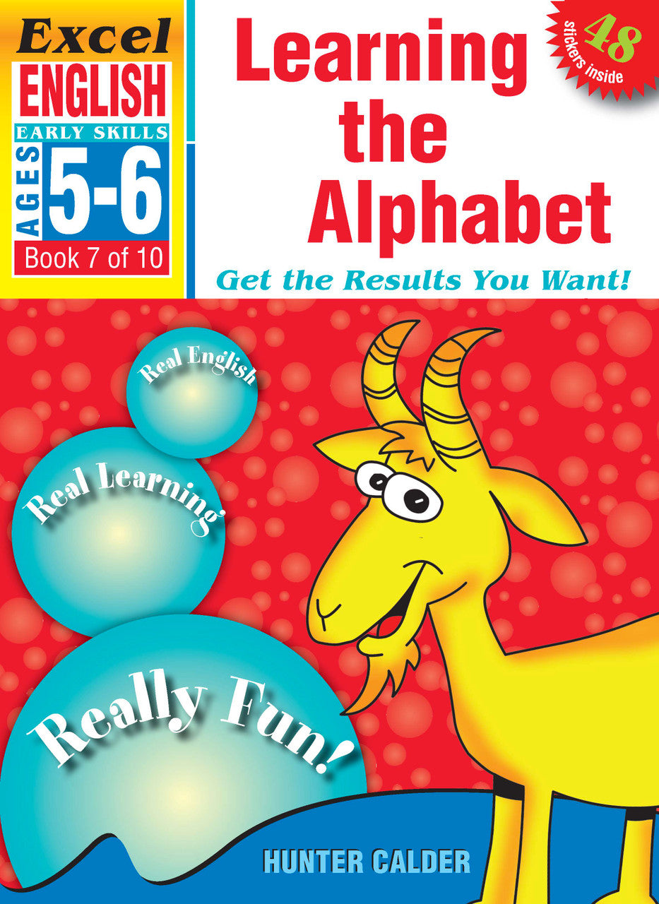 Front cover of Excel Early Skills English Book 7 Learning the Alphabet, a Pascal Press paperback activity book by the Excel brand