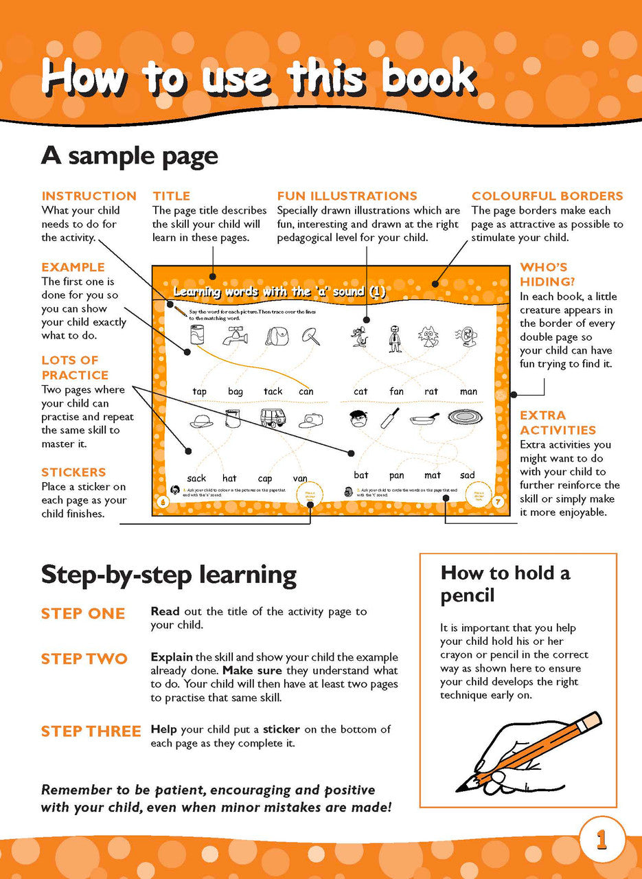 Sample activity page 1 from inside Excel Early Skills English Book 8 Reading with Sounds 1, showing the workbook page layout