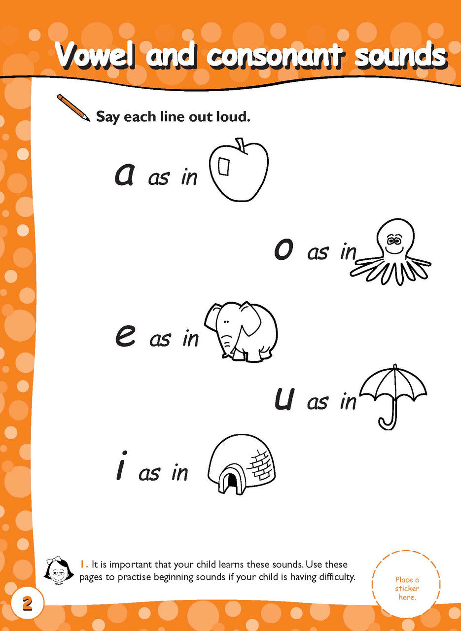 Sample activity page 2 from inside Excel Early Skills English Book 8 Reading with Sounds 1, showing the workbook page layout