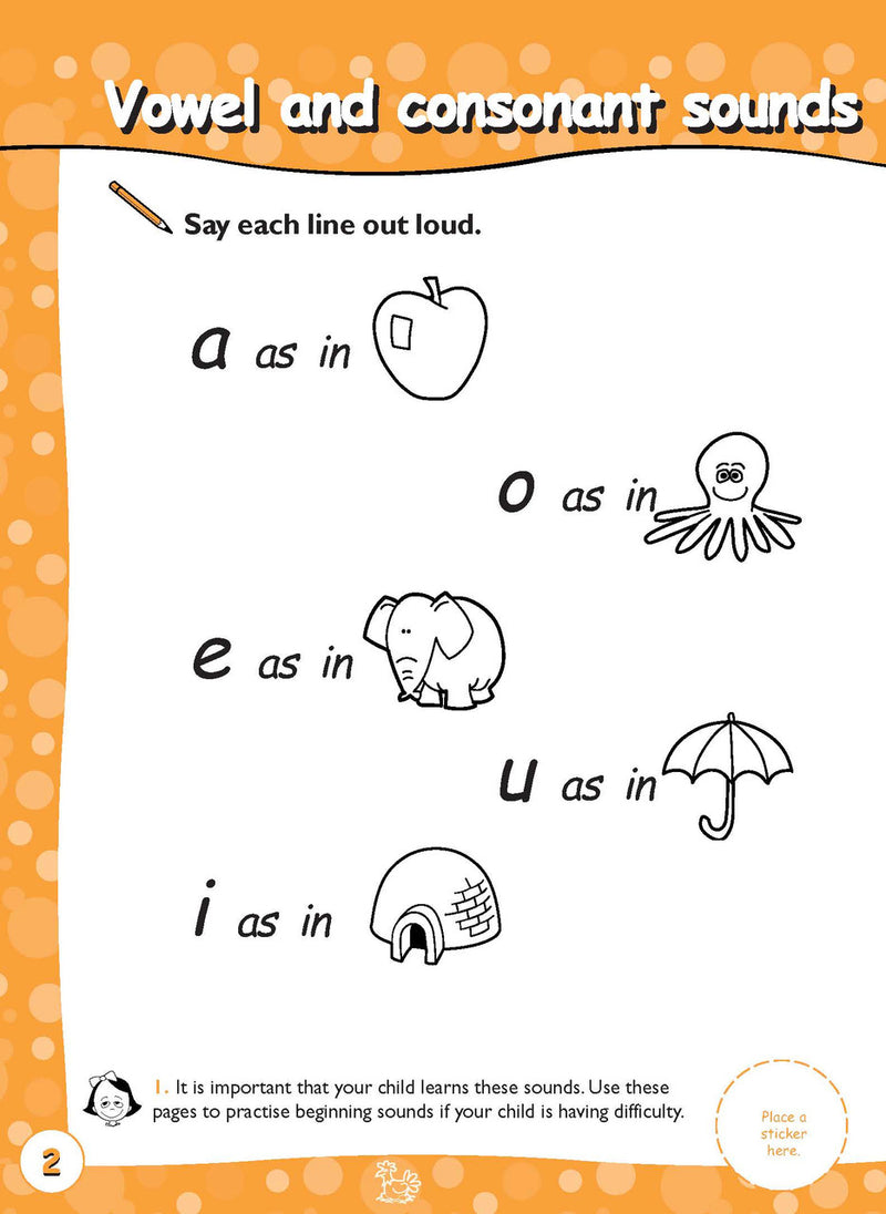 Sample activity page 2 from inside Excel Early Skills English Book 9 Reading with Sounds 2, showing the workbook page layout