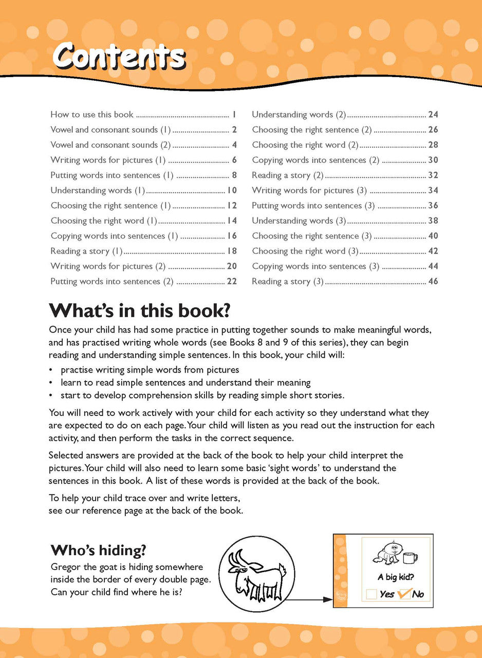 Opening interior page from Excel Early Skills English Book 10 Reading for Comprehension, as previewed on the publisher product page