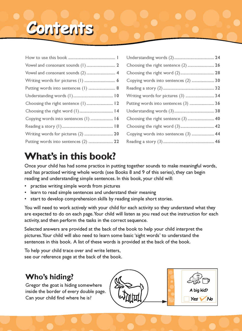 Opening interior page from Excel Early Skills English Book 10 Reading for Comprehension, as previewed on the publisher product page