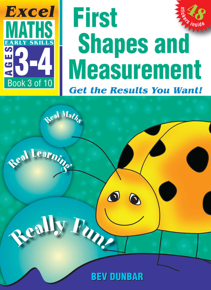 Front cover of Excel Early Skills Maths Book 3 First Shapes and Measurement, a Pascal Press paperback activity book by the Excel brand