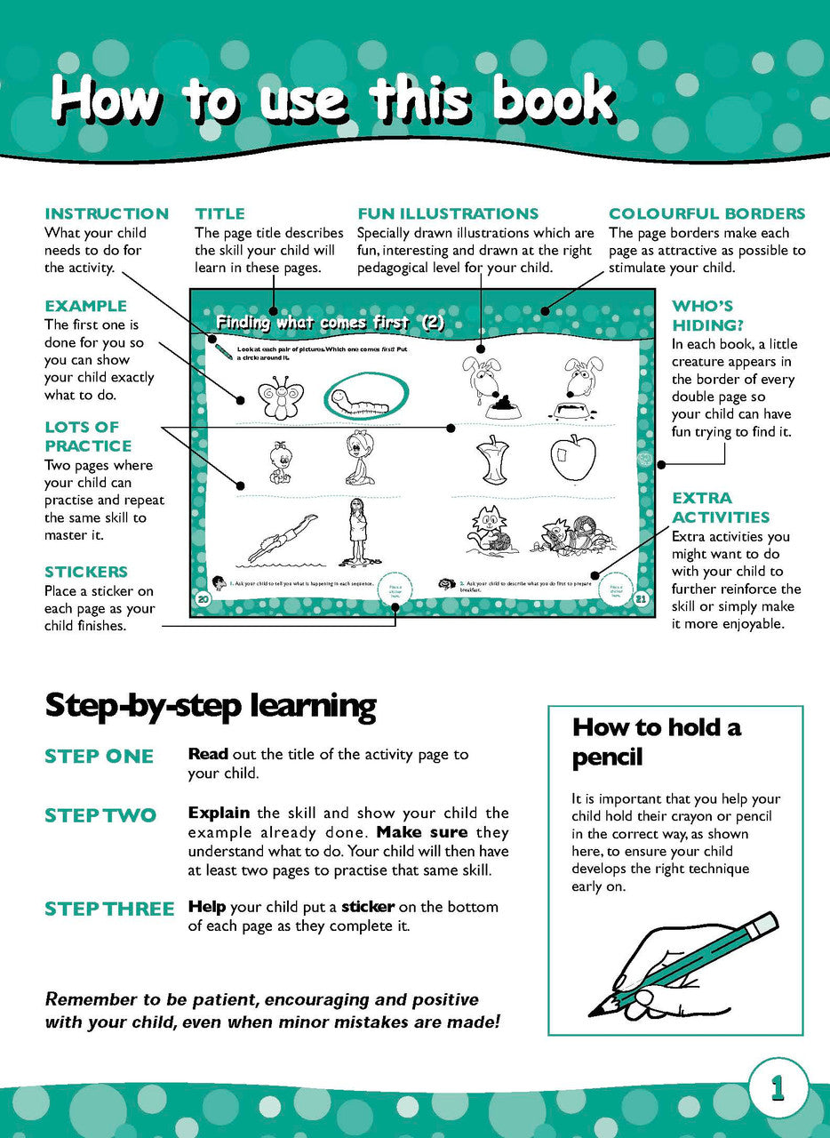 Sample activity page 1 from inside Excel Early Skills Maths Book 3 First Shapes and Measurement, showing the workbook page layout