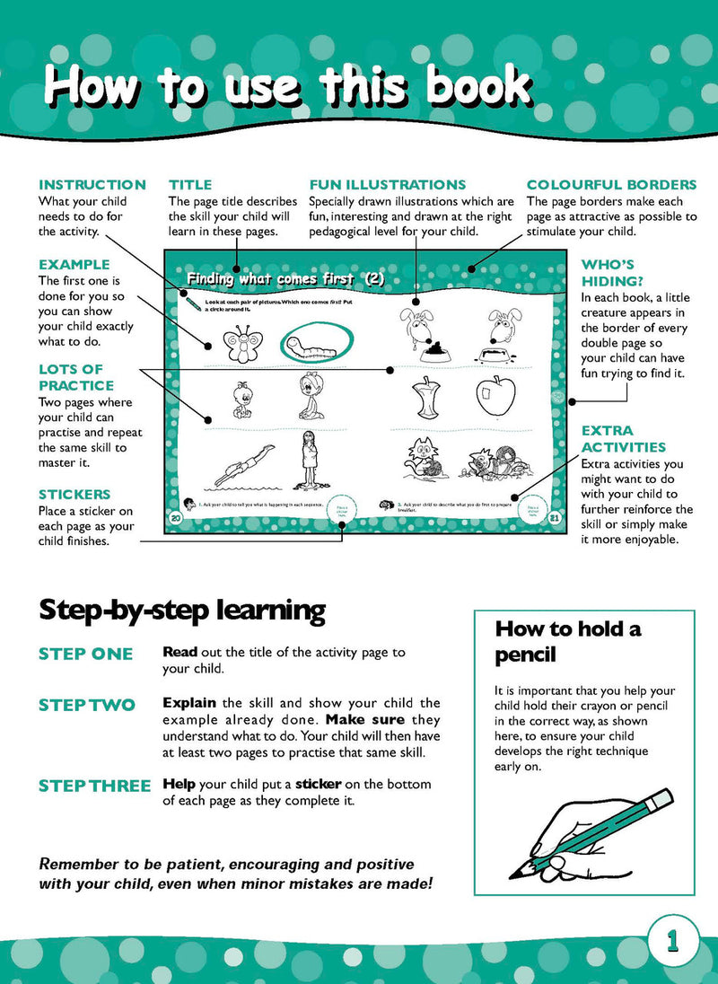 Sample activity page 1 from inside Excel Early Skills Maths Book 3 First Shapes and Measurement, showing the workbook page layout