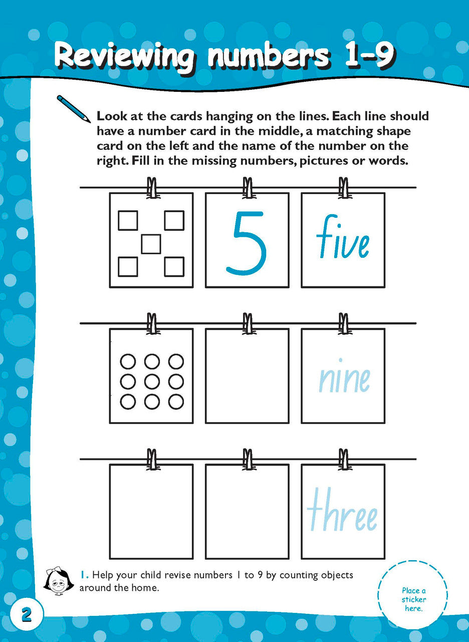 Sample activity page 2 from inside Excel Early Skills Maths Book 7 Learning Numbers to 20, showing the workbook page layout