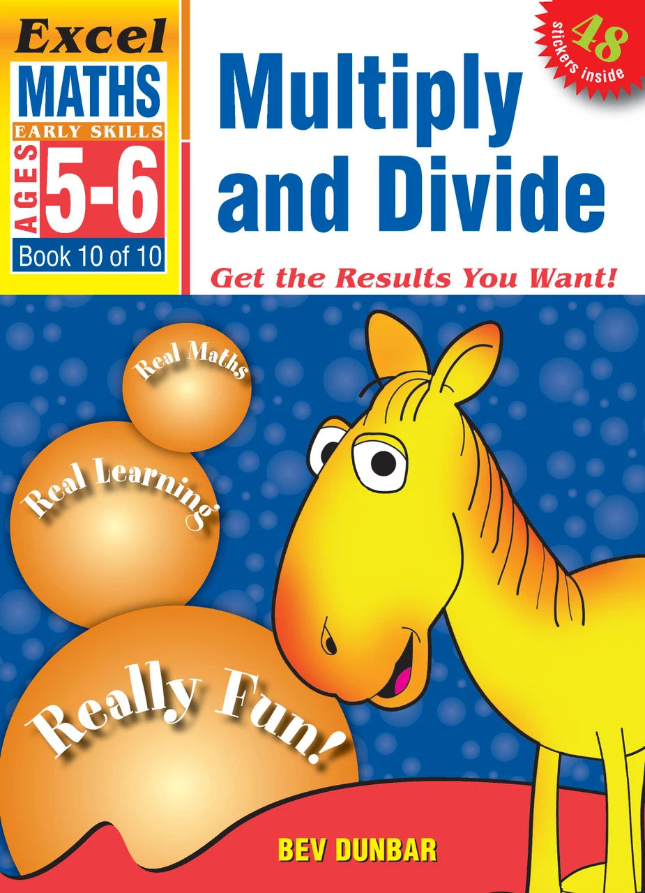 Front cover of Excel Early Skills Maths Book 10 Multiply and Divide from Pascal Press showing the Excel series branding and book title