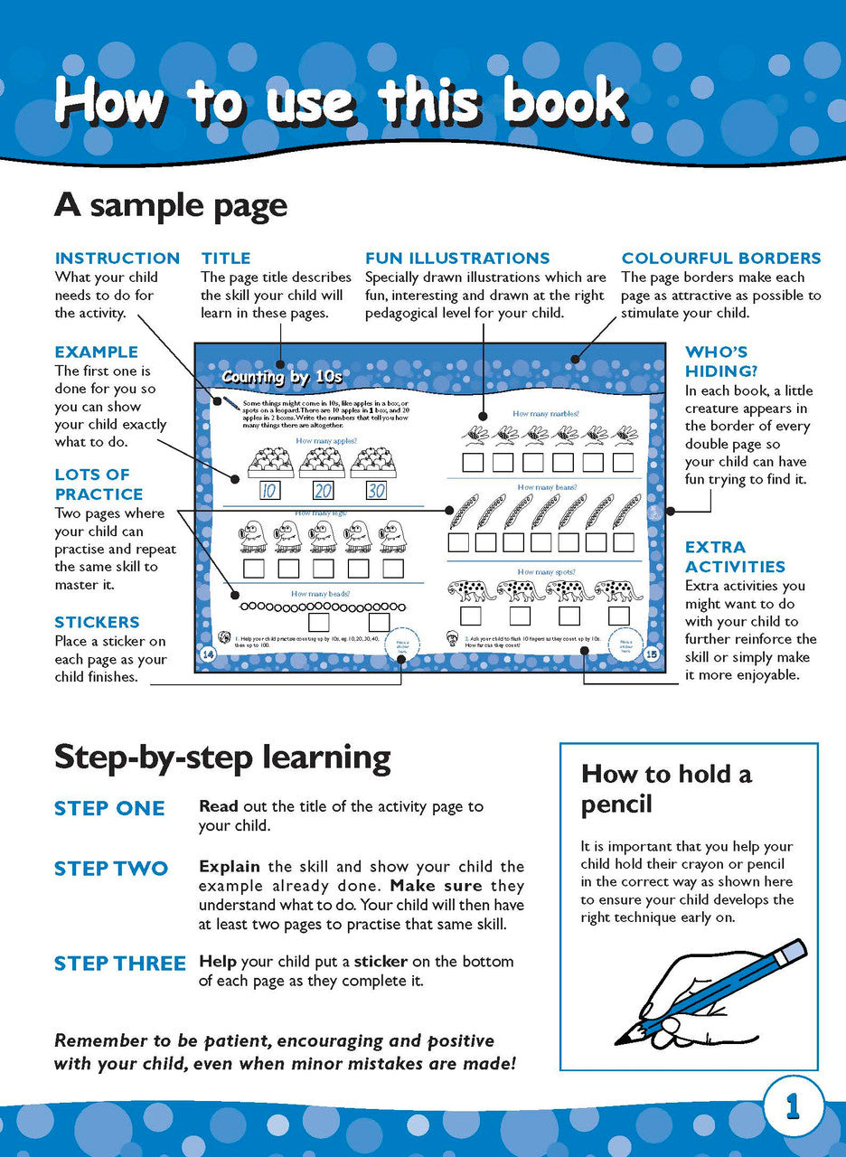 Sample inside page one from Excel Early Skills Maths Book 10 Multiply and Divide showing the style of practice activities children work through