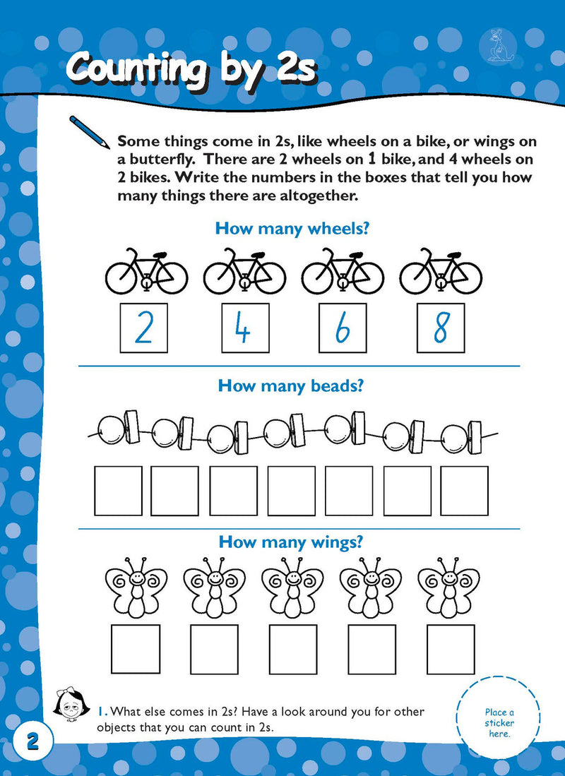 Sample inside page two from Excel Early Skills Maths Book 10 Multiply and Divide showing the style of practice activities children work through