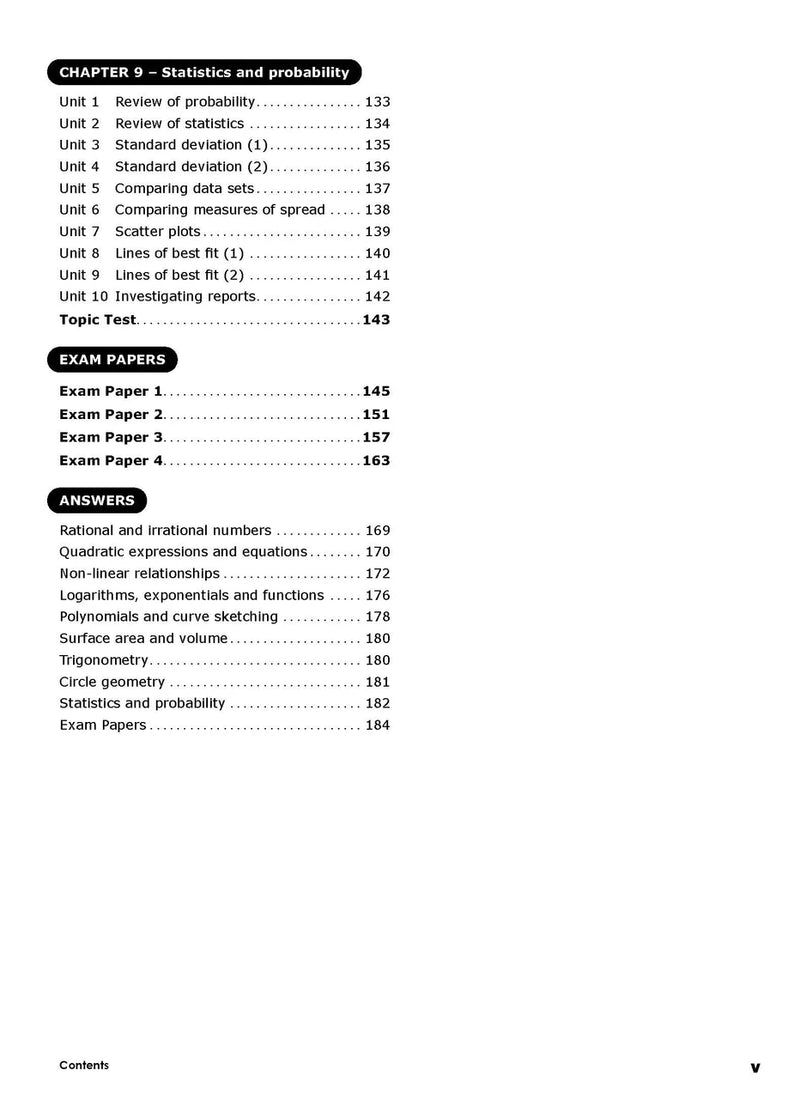 Third sample inside page from Excel Essential Skills Advanced Mathematics Revision and Exam Workbook Year 10, showing printed maths content from the workbook