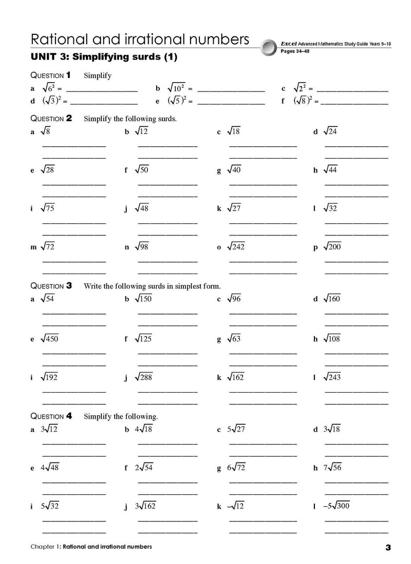 Seventh sample inside page from Excel Essential Skills Advanced Mathematics Revision and Exam Workbook Year 10, showing printed maths content from the workbook