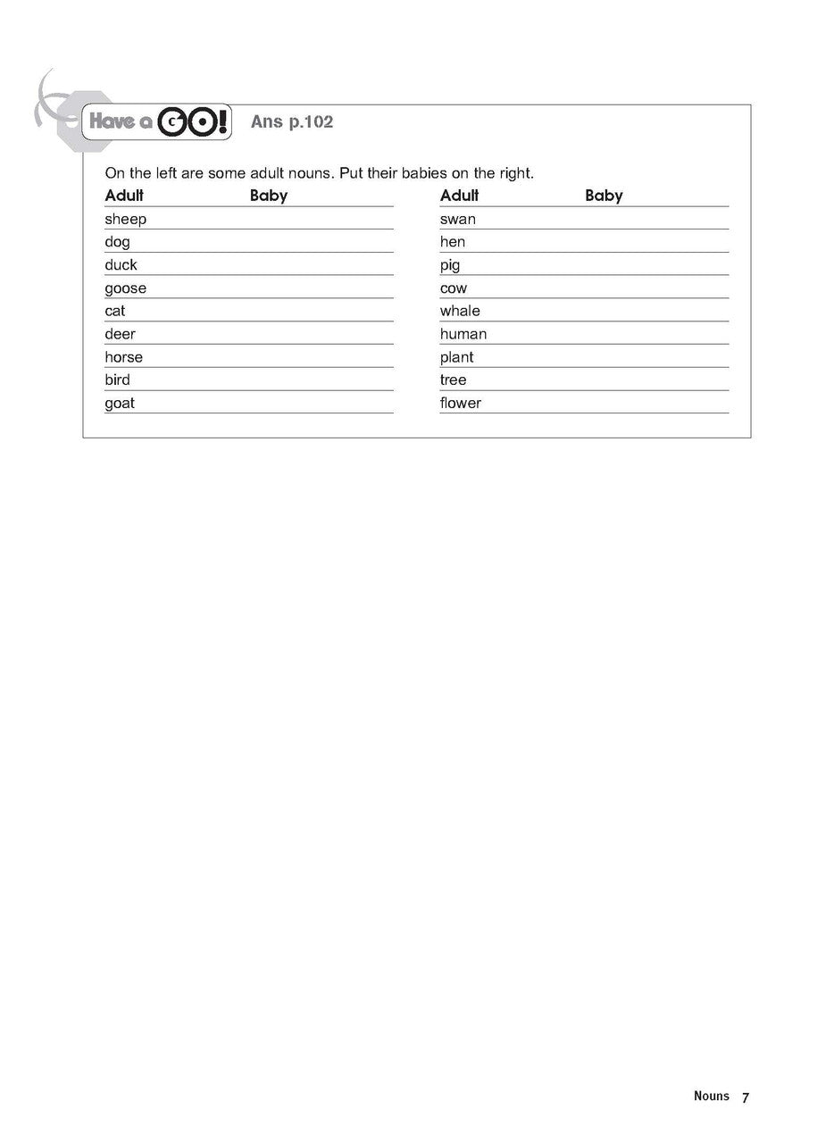 Sample interior page from the Excel Essential Skills All You Need to Know About Grammar workbook as shown in the publisher preview